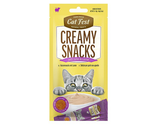 CatFest Krēmīga uzkoda ar jēra gaļu un ikriem 4 × 10 g