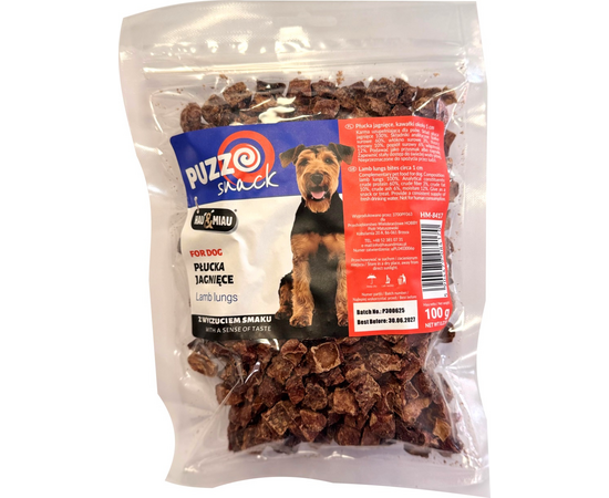 HAU&MIAU dog treat, lamb lung, pieces, 1cm 100g - papildbarība suņiem, gardie jēra plaušas kubiciņi, 1cm