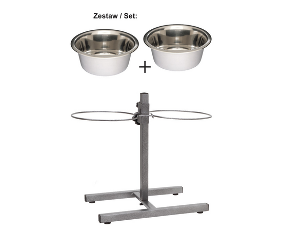 Barry King regulējams bļodu statīvs, metāla, 2 bļodas 2,8 l