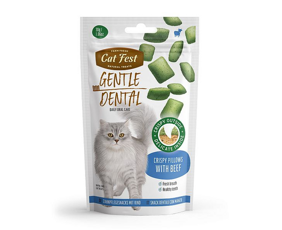 CatFest Dental хрустящие подушечки с говядиной 30г