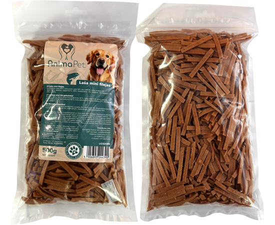 AnimaPet Laša mini filejas 500 g - papildbarība suņiem, gabaliņi ar lasi