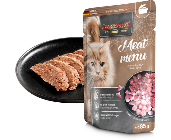 LEONARDO märgtoit kassidele liha assortiiga 85 g