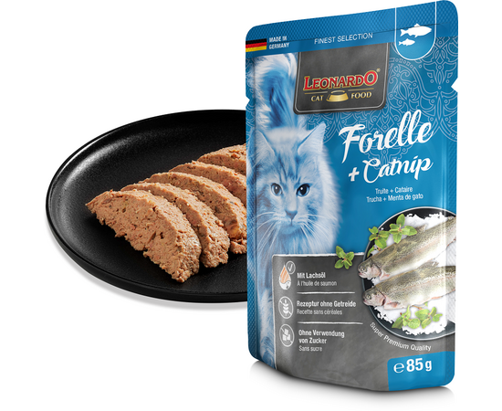 LEONARDO märgtoit kassidele forelli ja naistenõgesega 85 g