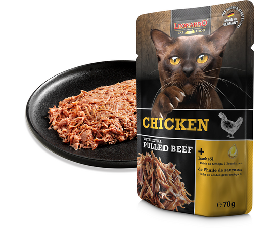 LEONARDO mitrā barība kaķiem ar vistu un plucinātu liellopu gaļu 70 g