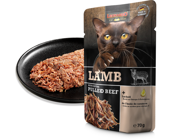LEONARDO mitrā barība kaķiem ar jēru un plucinātu liellopu gaļu 70 g